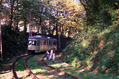 Museumsfahrzeug "BoGeStra" auf der Waldstrecke (1)